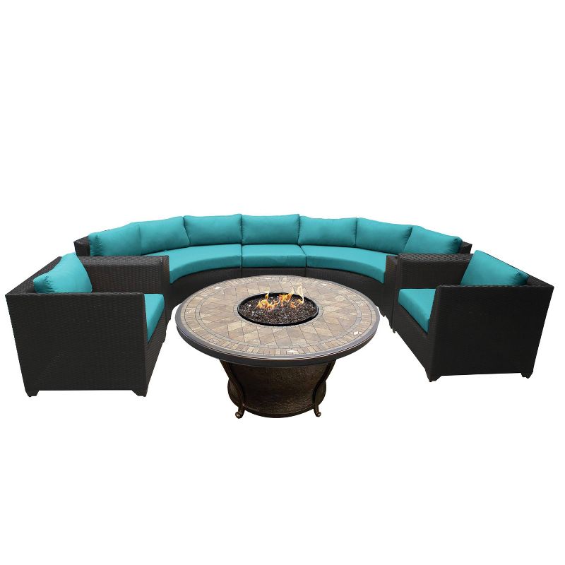 Barbados 12pc Patio Curved Sectional Seating Set with Cushions - Aruba - TK Classics