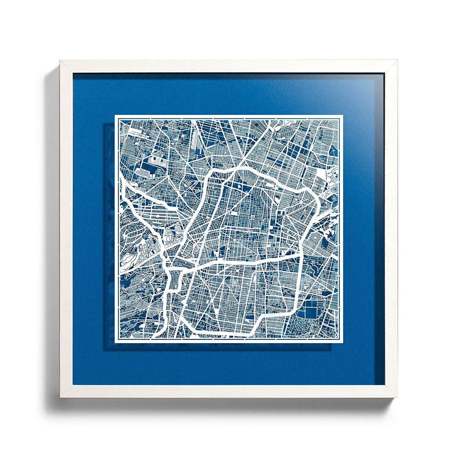 Mexico City Paper Cut Map by O3 Design Studio White 12x12 inches Paper Art