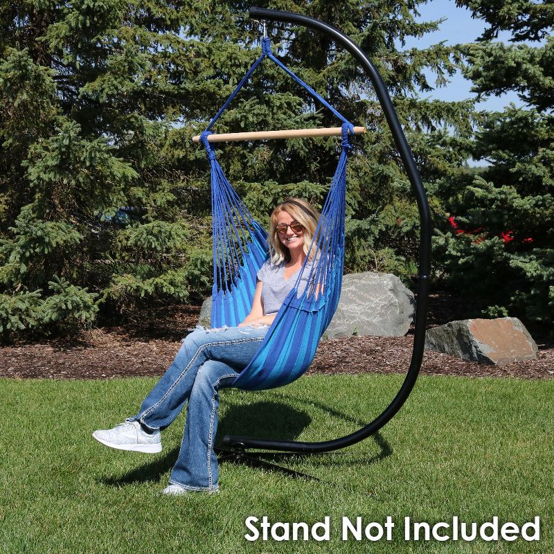 La Siesta HAL21-1 Habana Organic Cotton Lounger Comfortable Indoor Outdoor Hammock Chair with Suspension Set and Bamboo Spreader, Nougat