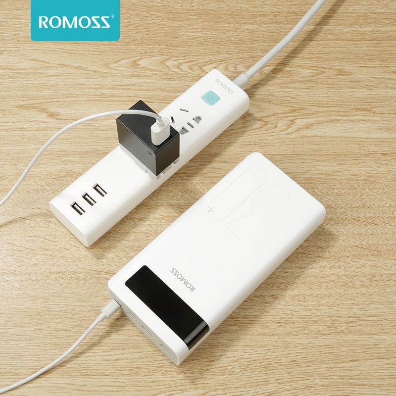 ROMOSS 30000mAh Type-C PD Portable Charger 3 Outputs and 3 Inputs Power Bank, 18W Fast Charge External Battery Packs Compatible with iPhone Xs Max, MacBook, iPad Pro, Samsung S8 (S9 is not)