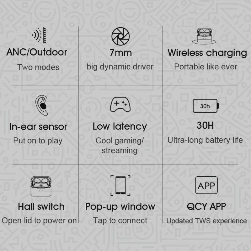 QCY HT01 Bluetooth Headset TWS Wireless In-ear Magnetic Headset,30H Playtime Wireless Charging Case,