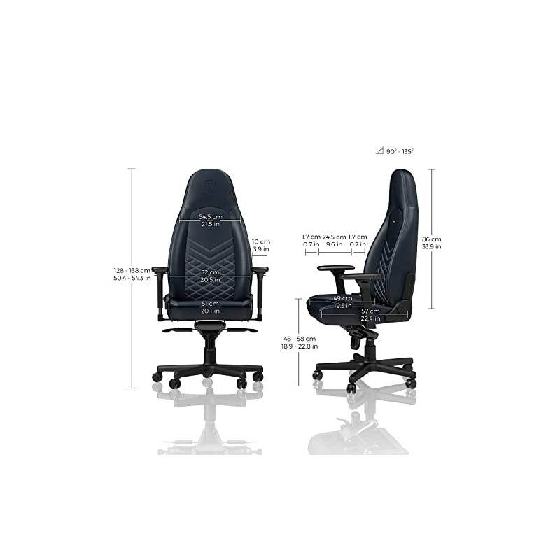 ICON Gaming Chair - Office Chair - Desk Chair - Real Leather - Midnight Blue/Graphite