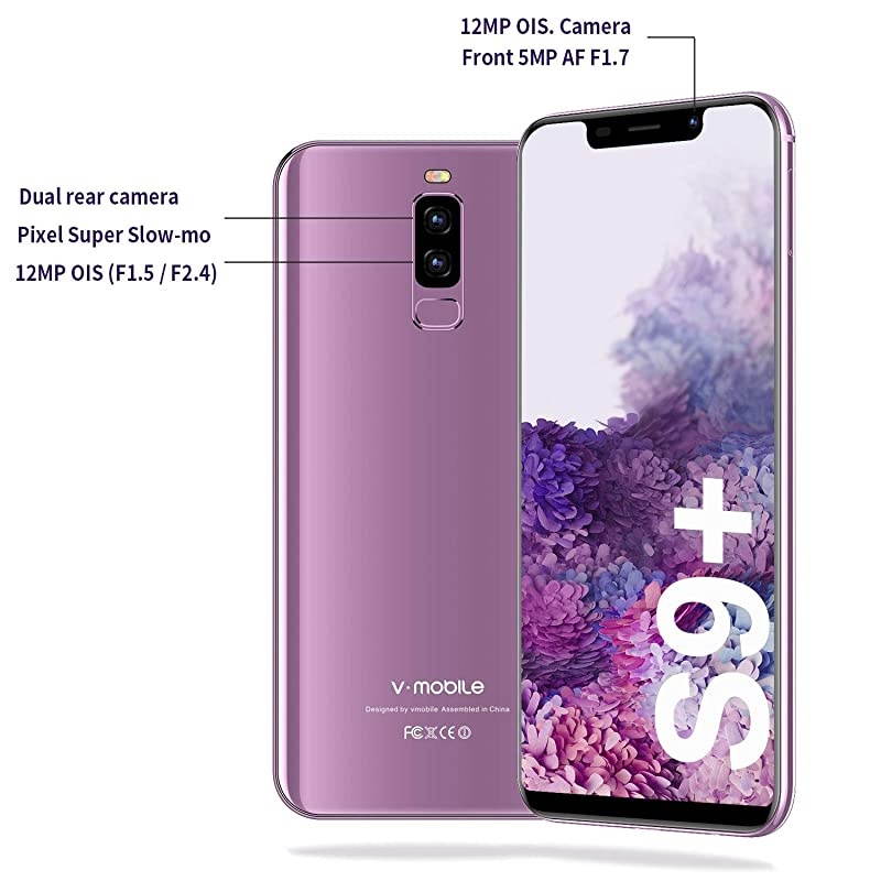 Cell Phones 4G Smartphone 585quot Waterdrop FullScreen Phones with 32GB Android 81 OS 4200mAh Dual SIM +MicroSD Slot Face Unlock US Version Purple