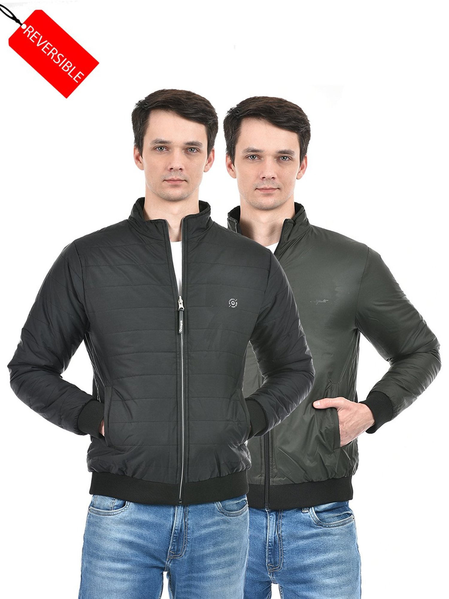 Integriti Black & Olive Regular Fit Reversible Jacket