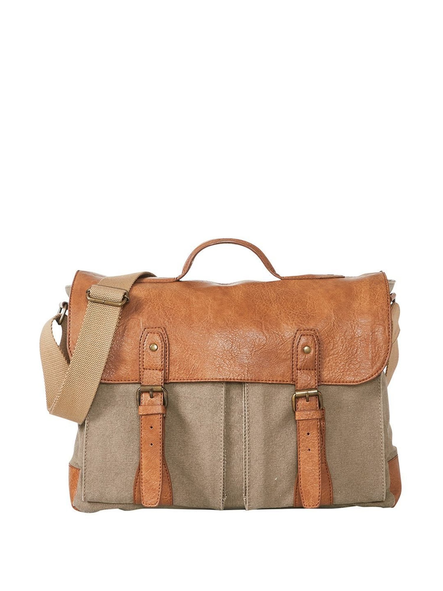 Mona B Beige Canvas Large Messenger Bag
