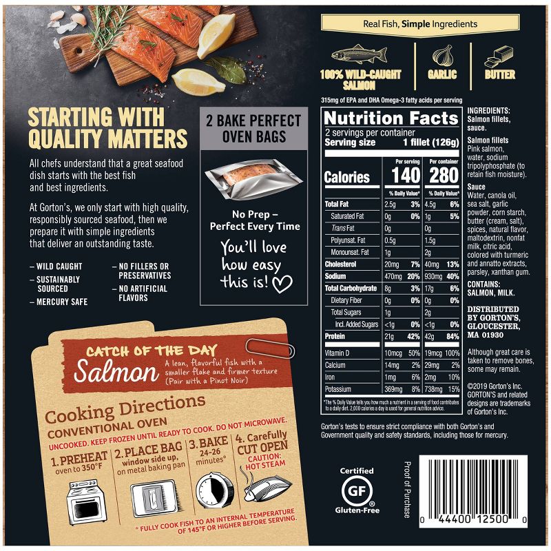 Gorton's Simply Bake Roasted Garlic & Butter Salmon - 8.2oz