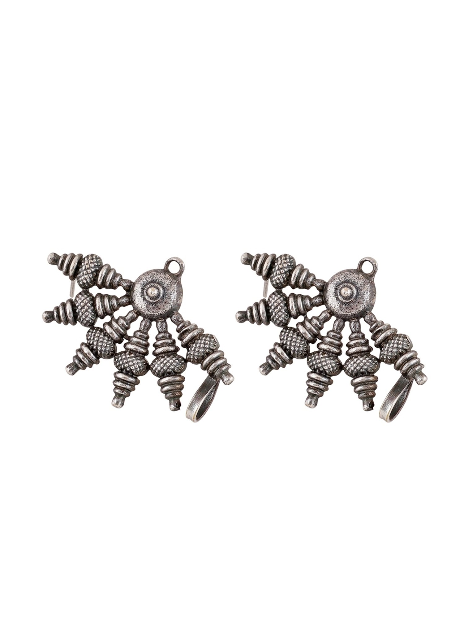 Teejh Ethnic Aabirani Silver Oxidized Ear Jacket Earring