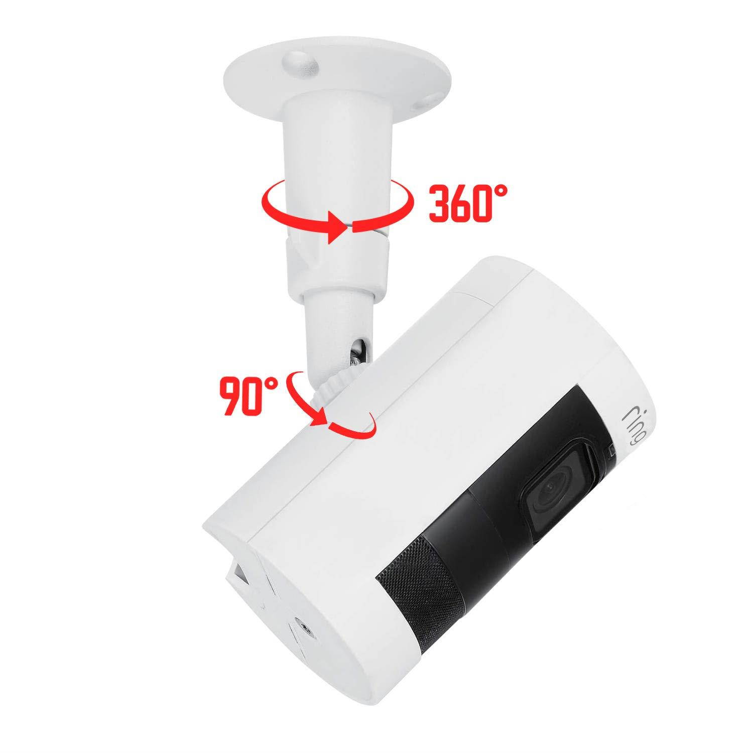Adjustable Metal Mount with Universal Screw Compatible with Ring Stick Up Cam Wired HD and Ring Stick Up Cam Battery HD - Extra Flexibility for Your Ring Camera (White)