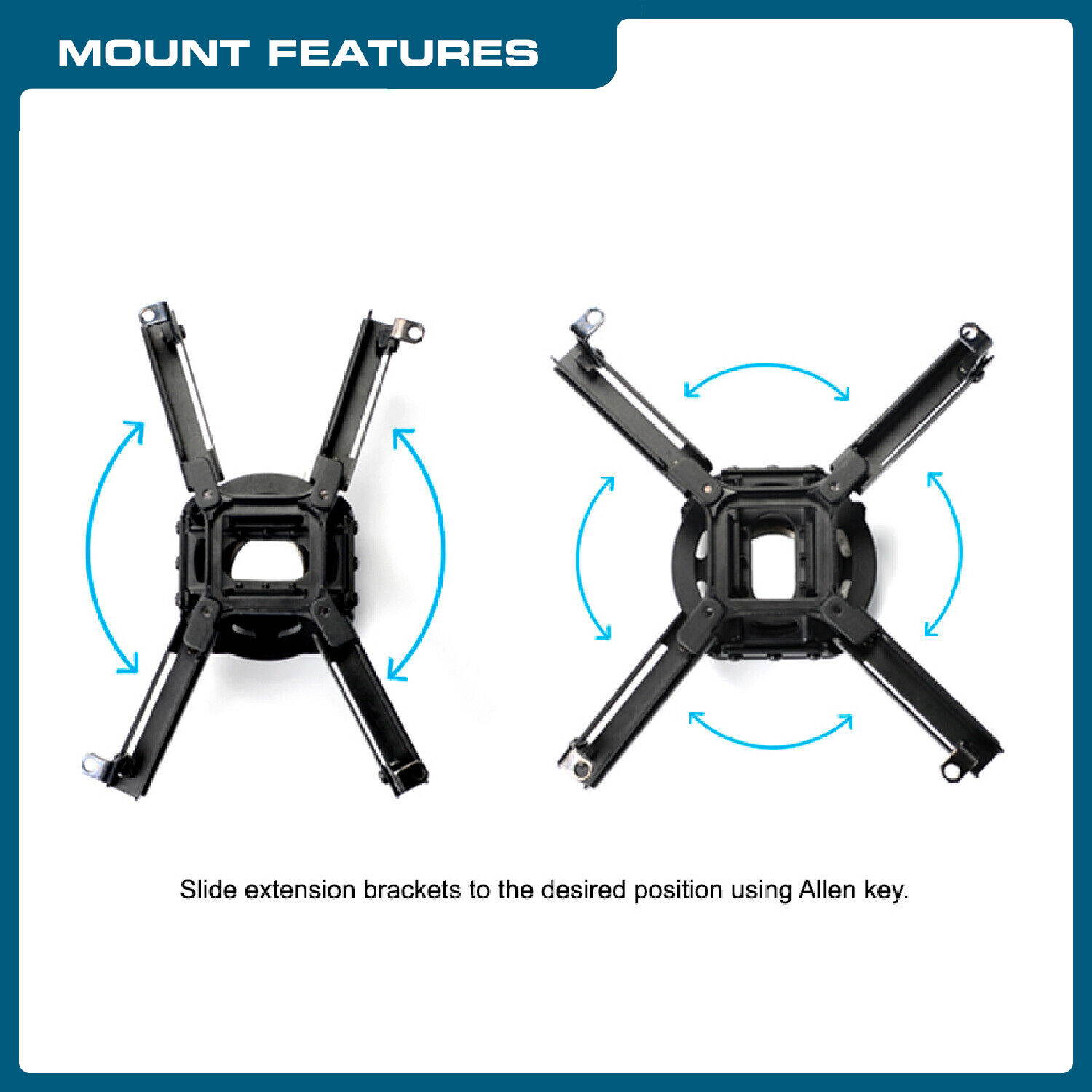 QualGear&reg; pro-AV Projector Mount w/1.5 NPT, Black, Model #QG-PRO-PM-50-B