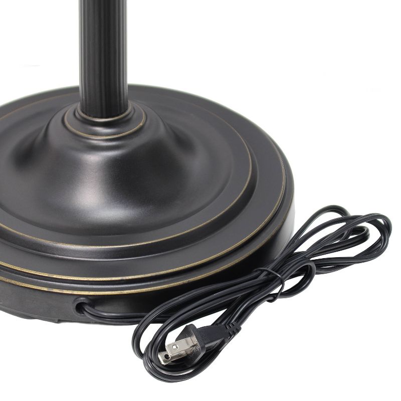 2 Light Restoration Mother Daughter Floor Lamp with Amber Marble Glass Shade Brown - Elegant Designs