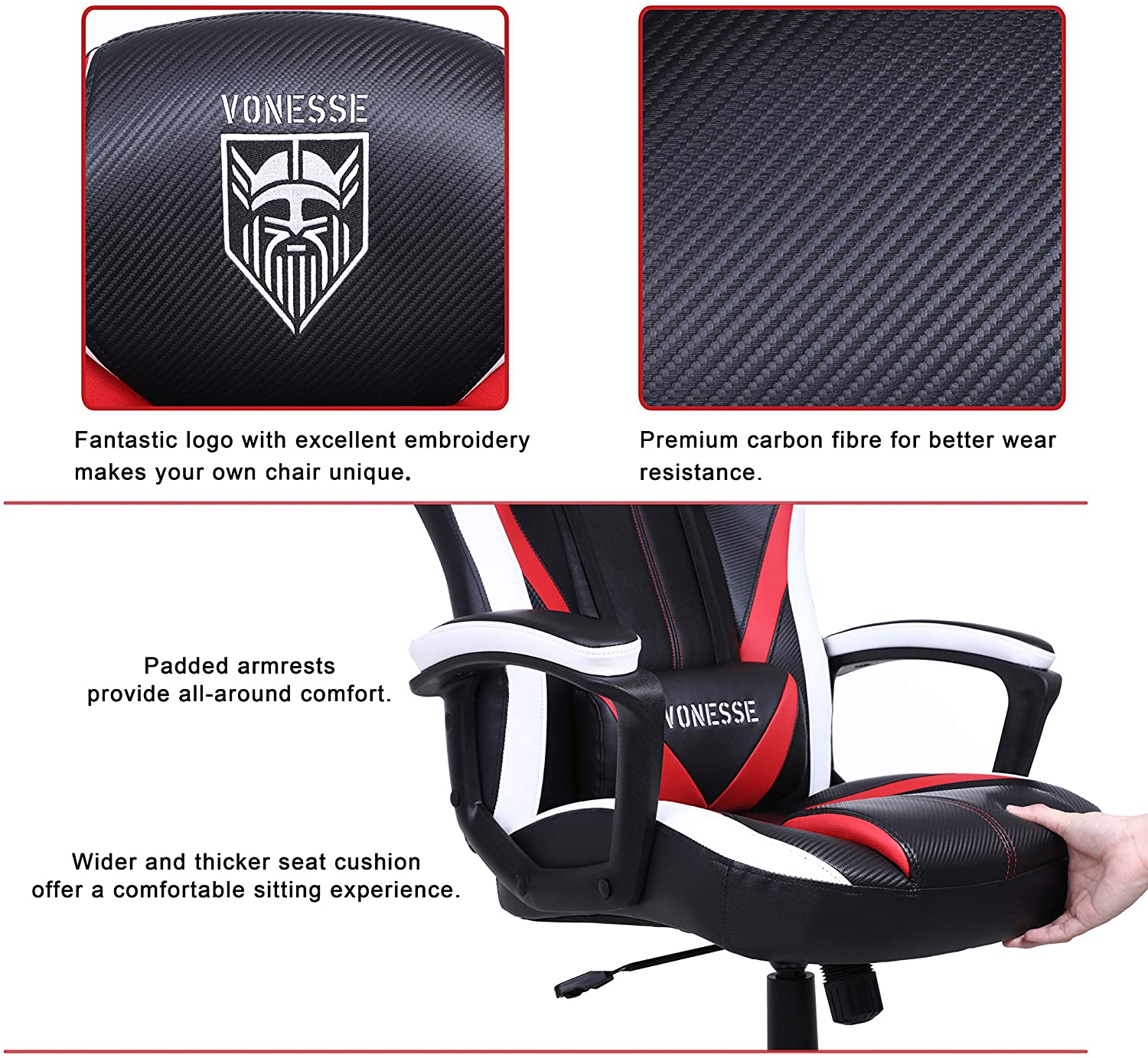 Vonesse Green Gaming Chair, Gaming Desk Chair for Teens, Computer Chair with Massage, High Back Home Office Desk Chairs, Big and Tall Gamer Chair, Computer Desk Chair, Game Chair for Kids (Green)