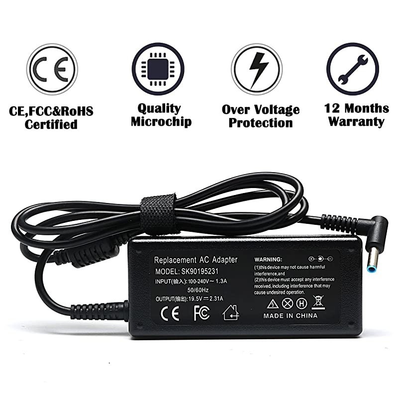 AC Adapter Laptop Charger Compatible for HP Notebook 15 Charger 15ay041wm 15ay011nr 15ay196nr 15ay191ms 15ay195nr 15ac121dx 15af131dx 15af113cl 15af123cl Notebook PC Power Supply Cord