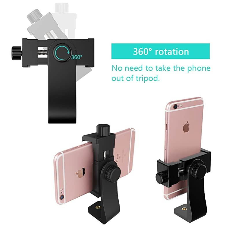2pcs Universal Cell Phone Tripod Mount Adapter Smartphone Holder Mount Clip for iPhone 8 8plus X, 7 7plus 6 6s 6plus, Samsung, Huawei P9 Honor 8 and More Phones, Selfie Monopod Adjustable Clamp