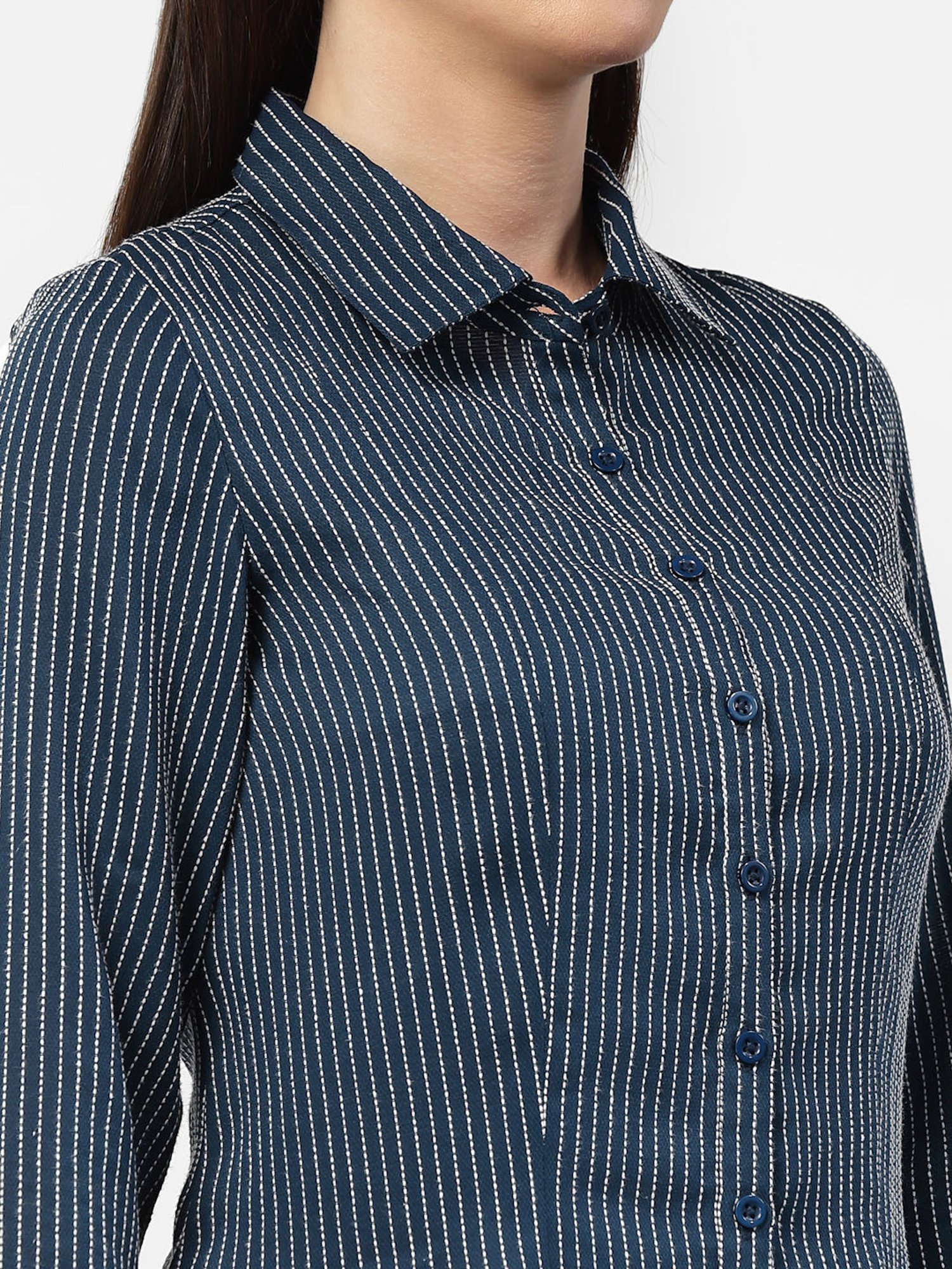 Office & You Dark Blue Striped Shirt