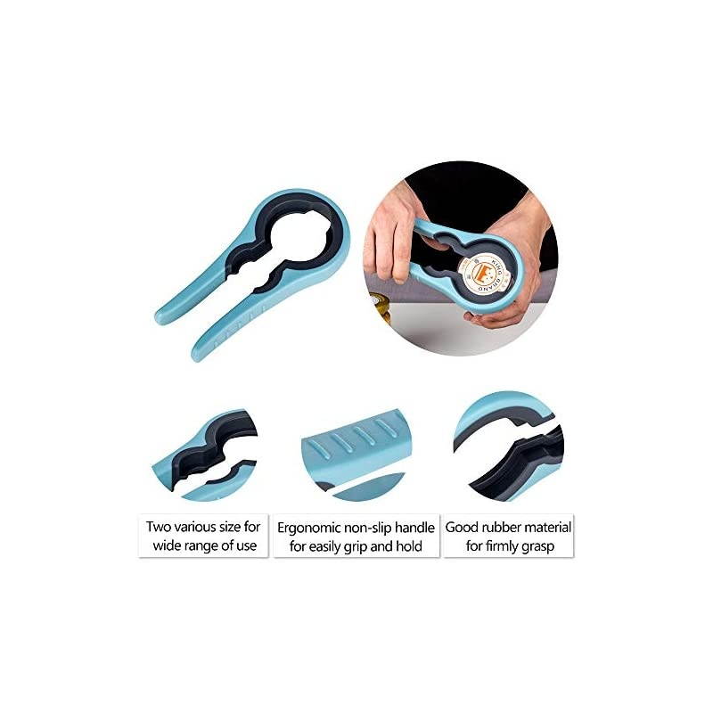 Rubber Jar Opener for Weak Hands or Seniors with Arthritis- 4 in 1 Can Opener Bottle Opener with Easy Grip & Non-Slip Handle for Arthritic Hands - Kitchen Cooking Gadgets (Blue,1 Pack)