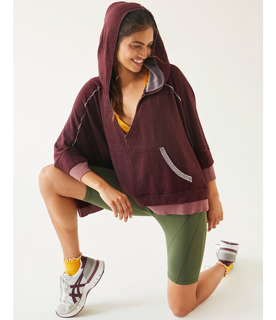 Free People FP Movement Bonfire Long Sleeve V-Neck Hoodie