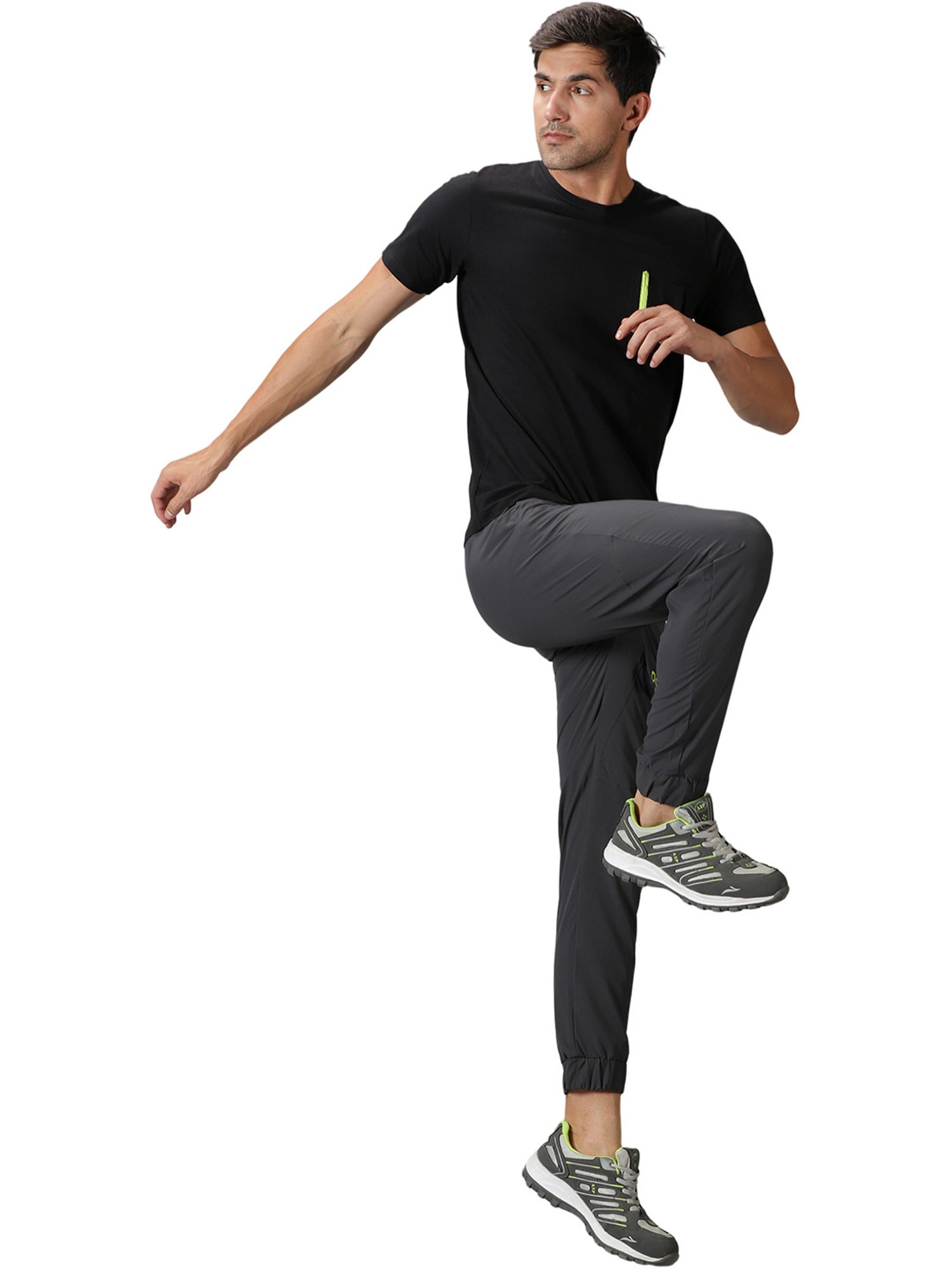 DOMIN8 Men Solid Training Track Pants With Drawstring Waist & Patch Pocket