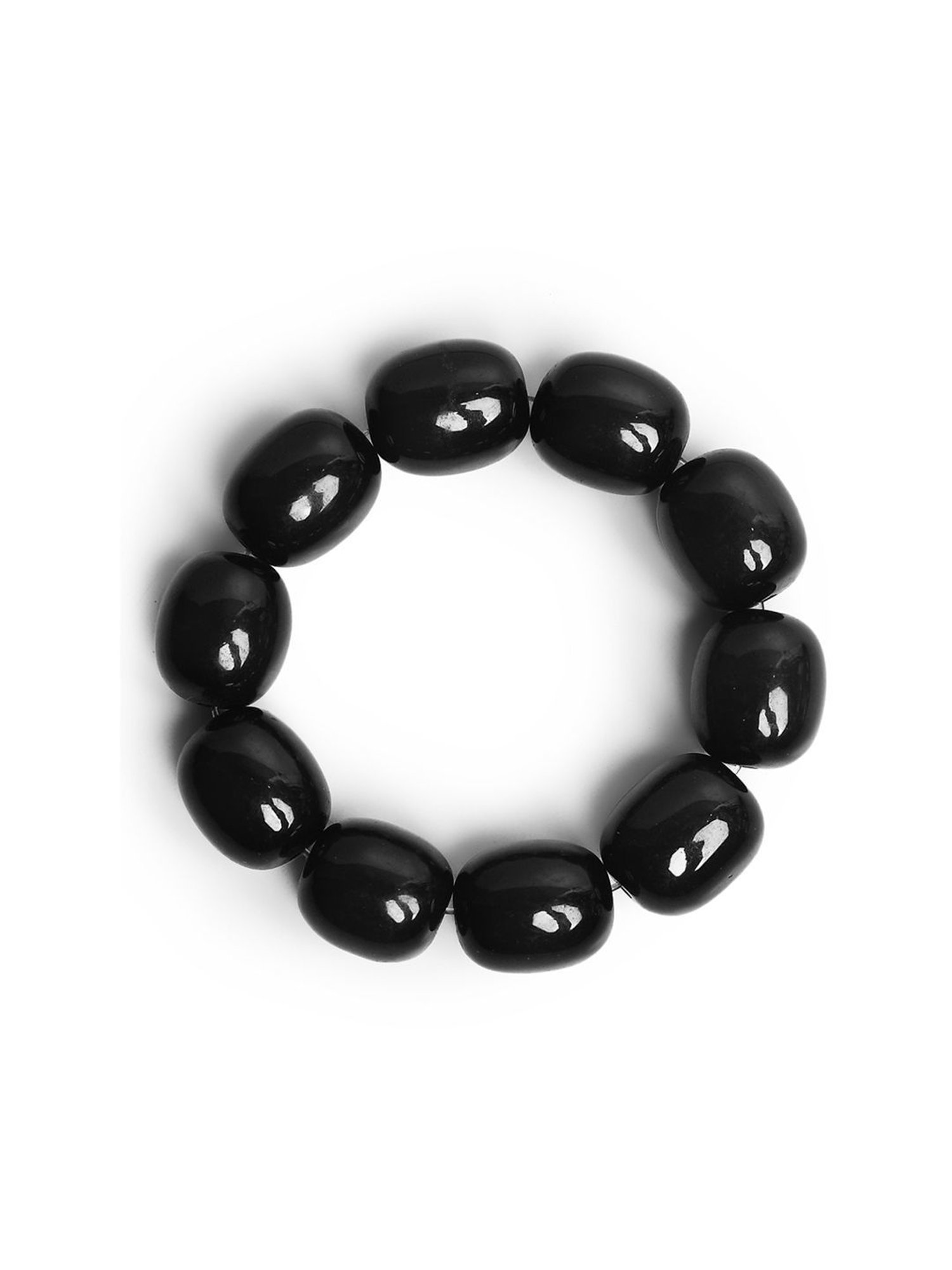 IMLI STREET Black Artificial Stone Stretchable Bracelet for Women