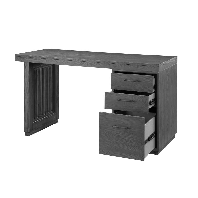 Weisro Writing Desk with Cabinet Slatted Gray Oak - Acme Furniture