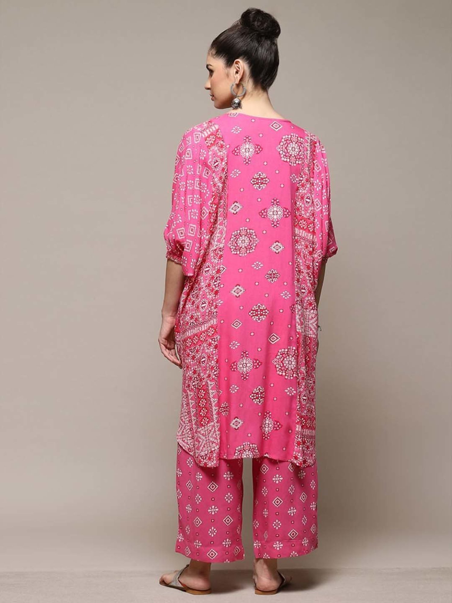 Biba Pink Printed Kurta Palazzo Set
