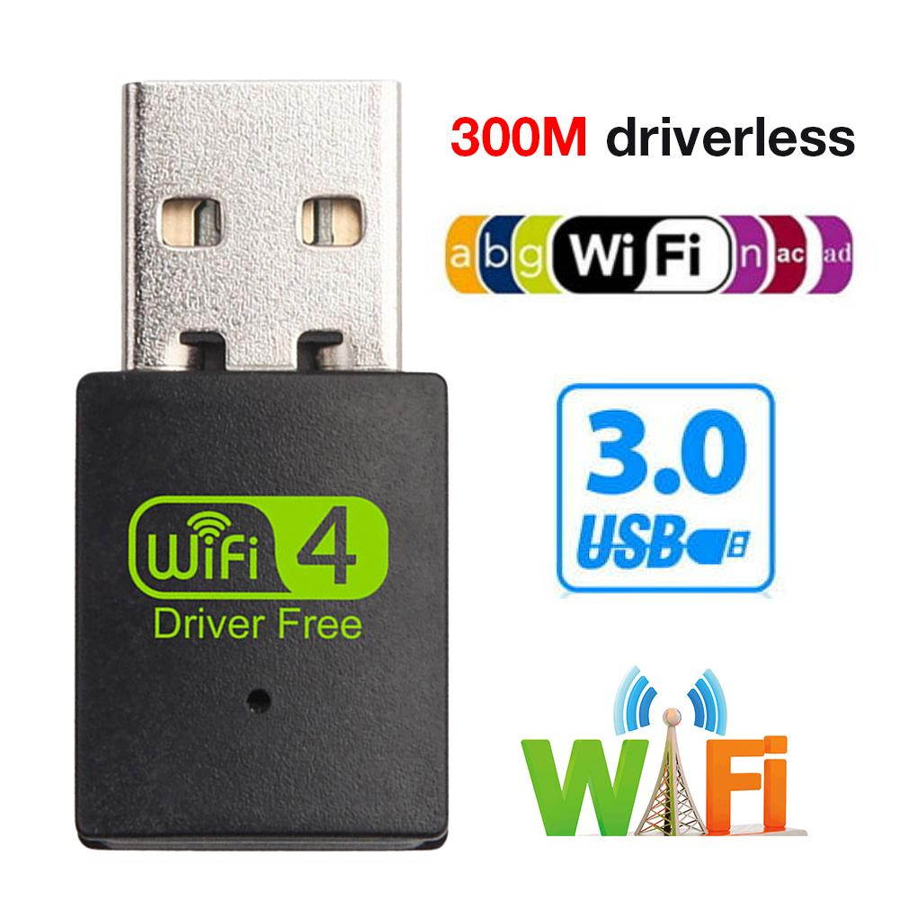 1 pcs 300Mbps Wifi Adapter Driverless Wireless Receiver Network Card USB Wireless WiFi Transmitter Mini Signal Receiver