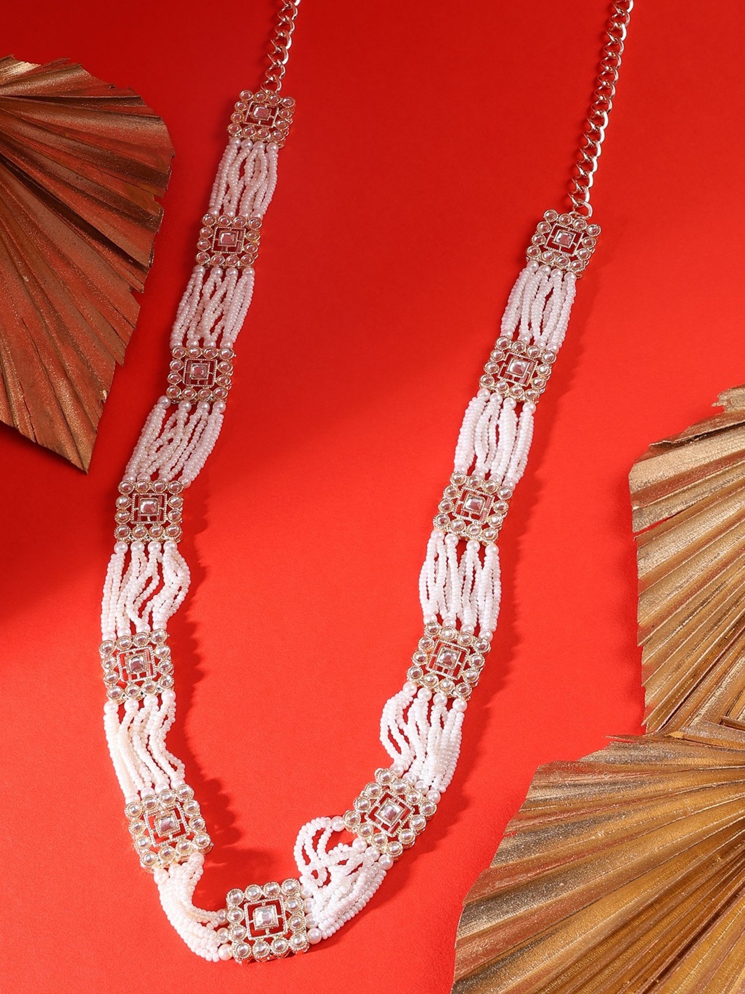 Zaveri Pearls Gold Tone Traditional Kundan Pearls Embellished Bridal Kamarbandh-ZPFK15970