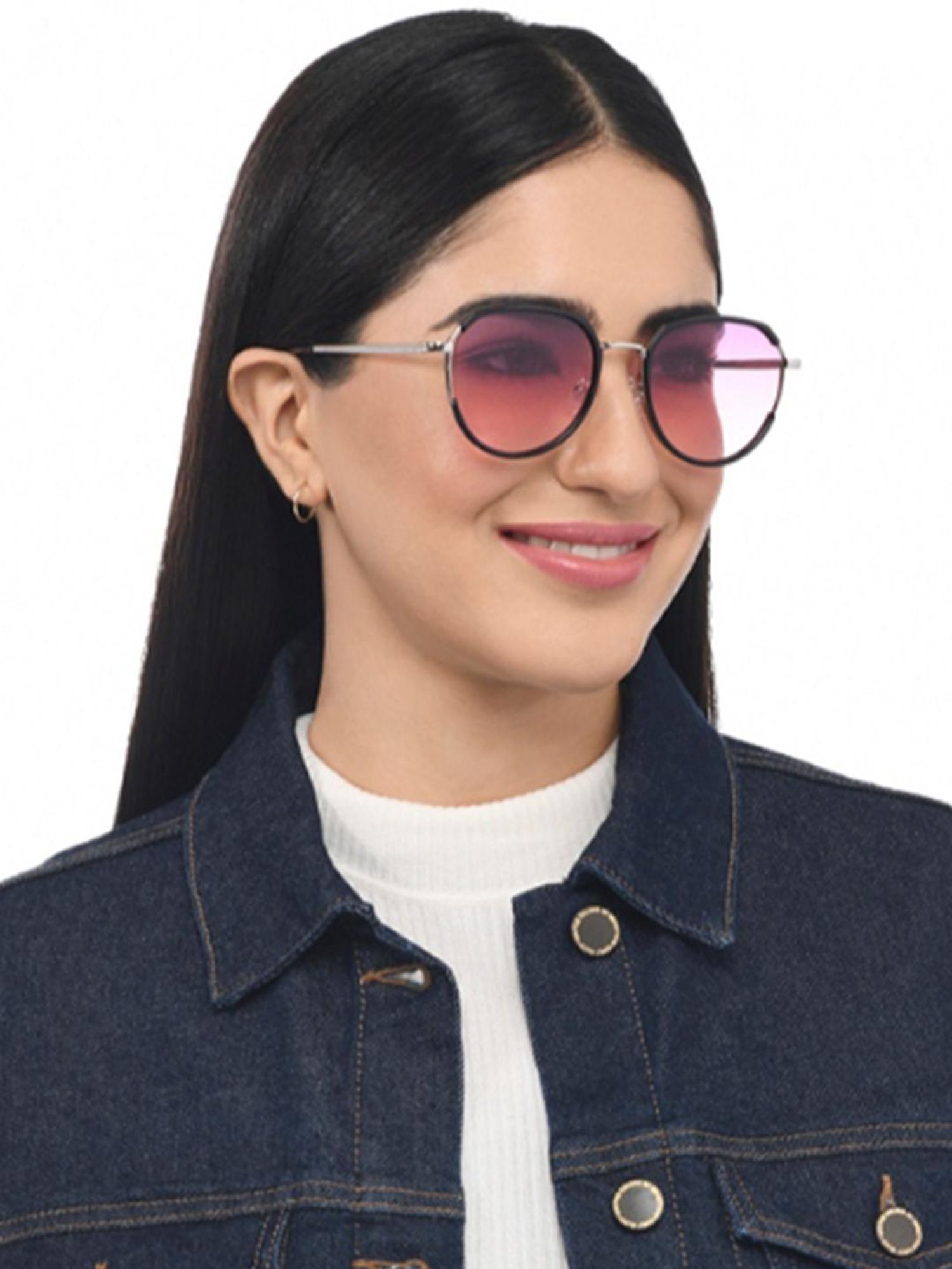 Vincent Chase Pink Geometric Polarised and UV Protected Lens Sunglasses for Women