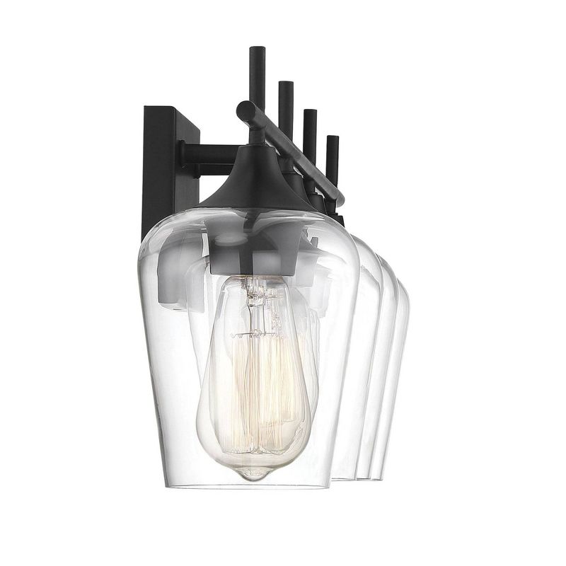 28.75" 4 Light Black Bath Sconce with Glass Clear - Aurora Lighting