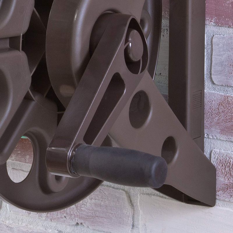 Liberty Garden 225 Foot Liberty Basics Wall Mounted Hose Reel with Shelf, Brown