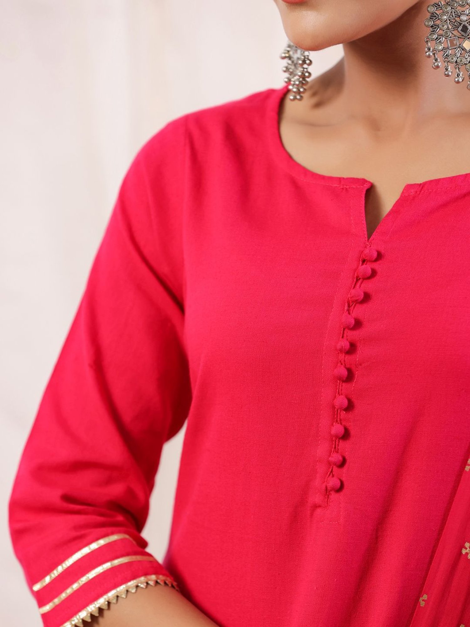 Anubhutee Pink Cotton Kurta Pant Set With Dupatta