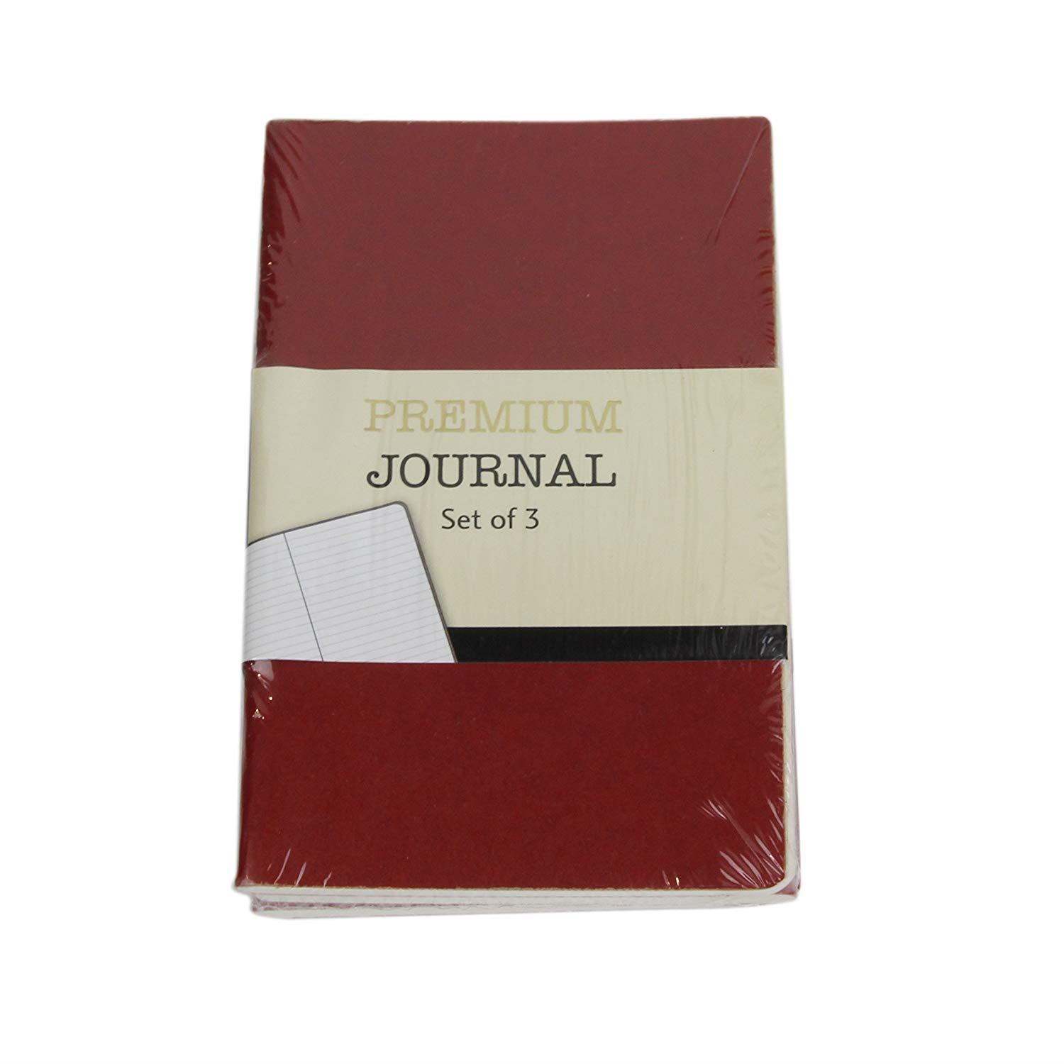 Personal Premium Journals, Pack of 3 Notepads 3.5in x 5.5in - Cranberry Red Solid Color Lined Stationery Notebooks (Cranberry Red)