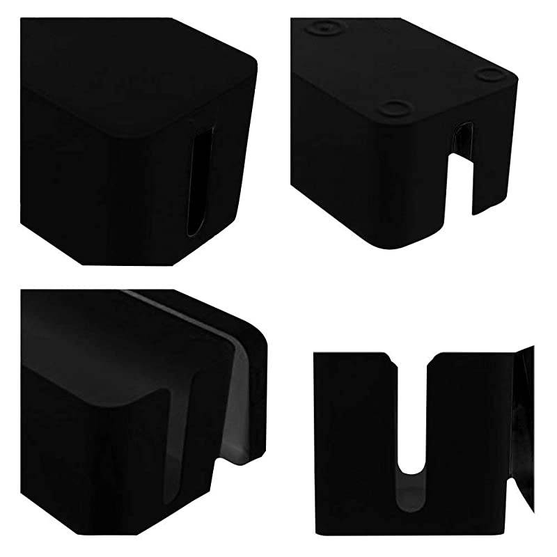 of Three Cable Management Boxes Organizer Large Storage Wires Keeper Holder for Desk TV Computer USB Hub System to Cover and Hide amp Power Strips amp Cords Black