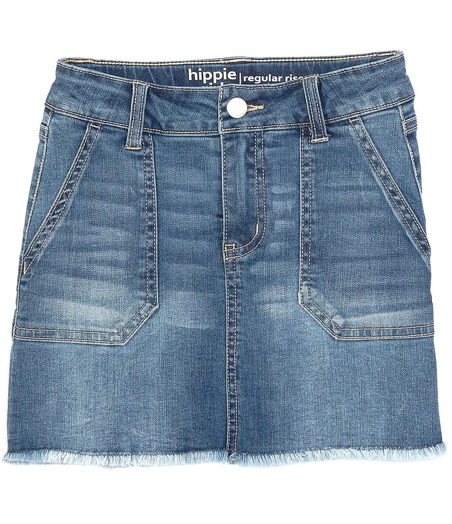 I.N. Girl Big Girls 7-16 Button-Front Denim A-Line Skirt