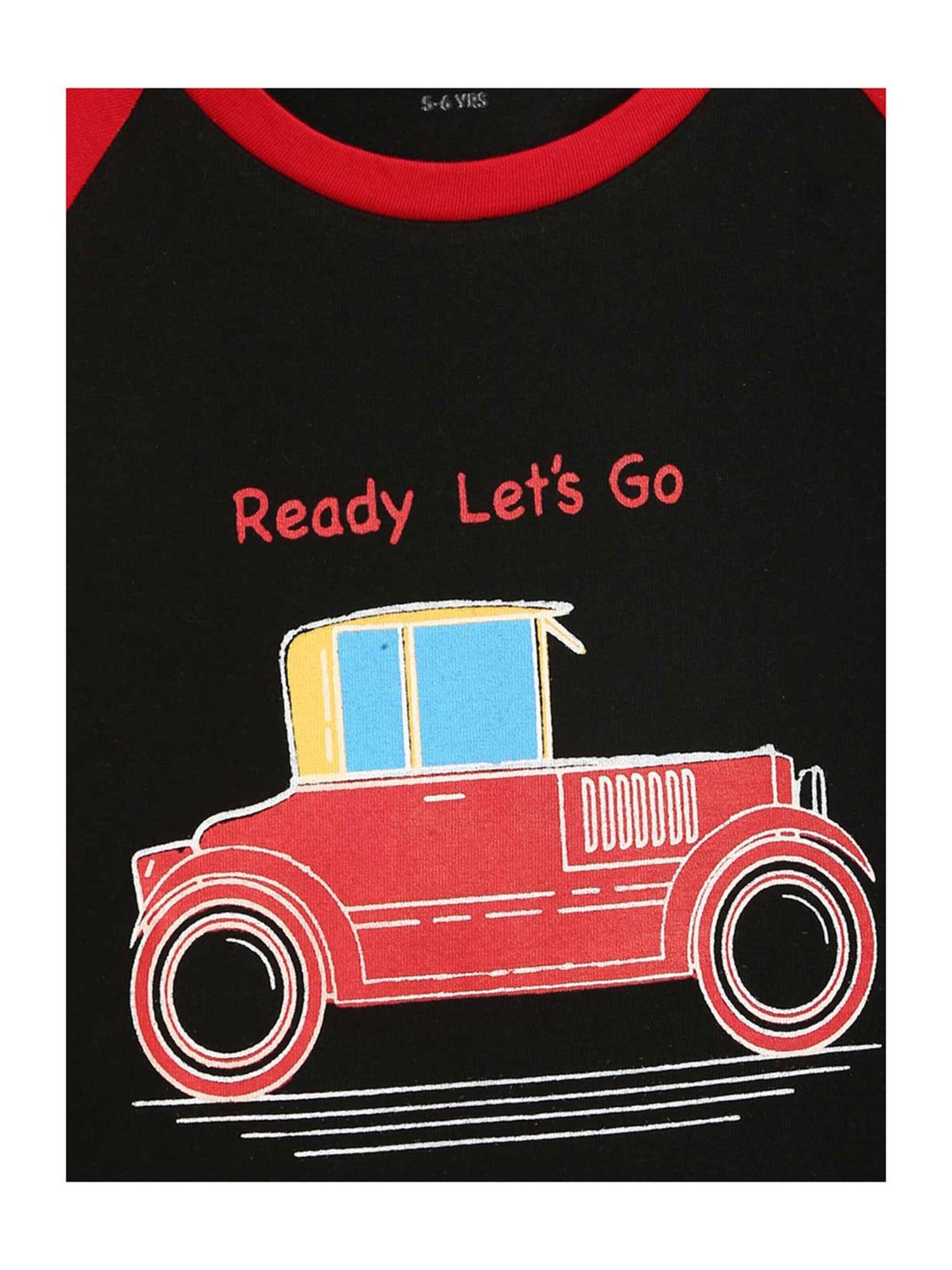 Kids Craft Black & Red Printed T-Shirt with Pyjamas