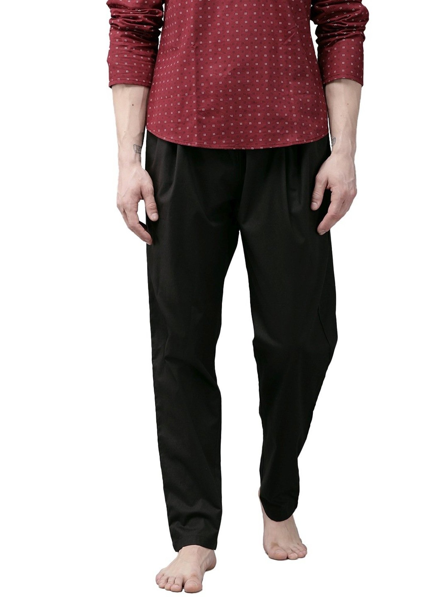 See Designs Black Cotton Regular Fit Pyjamas