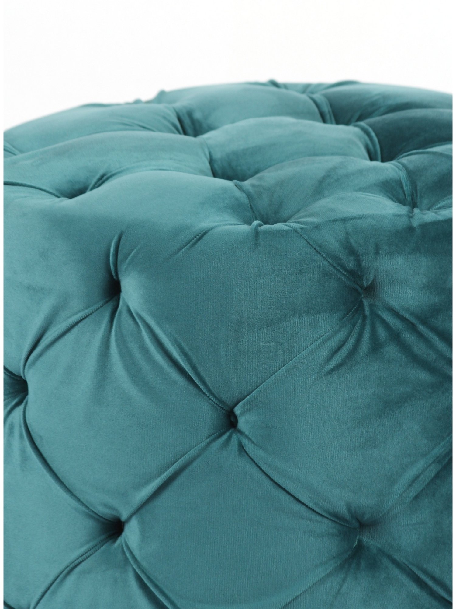 Ikiriya Dallas Solid Blue Wood Ottoman Turquoise Sea Velvet Finish