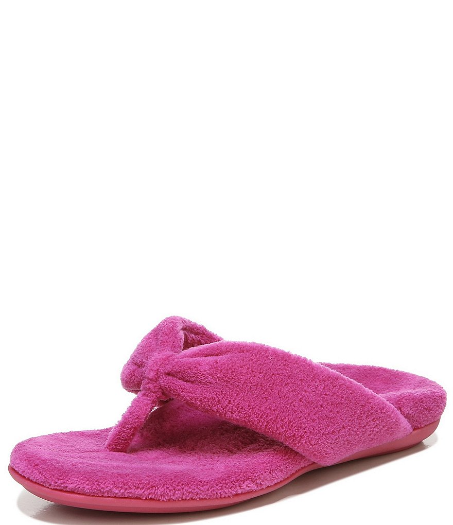 Vionic Lydia Washable Plush Terry Cloth Thong Slippers