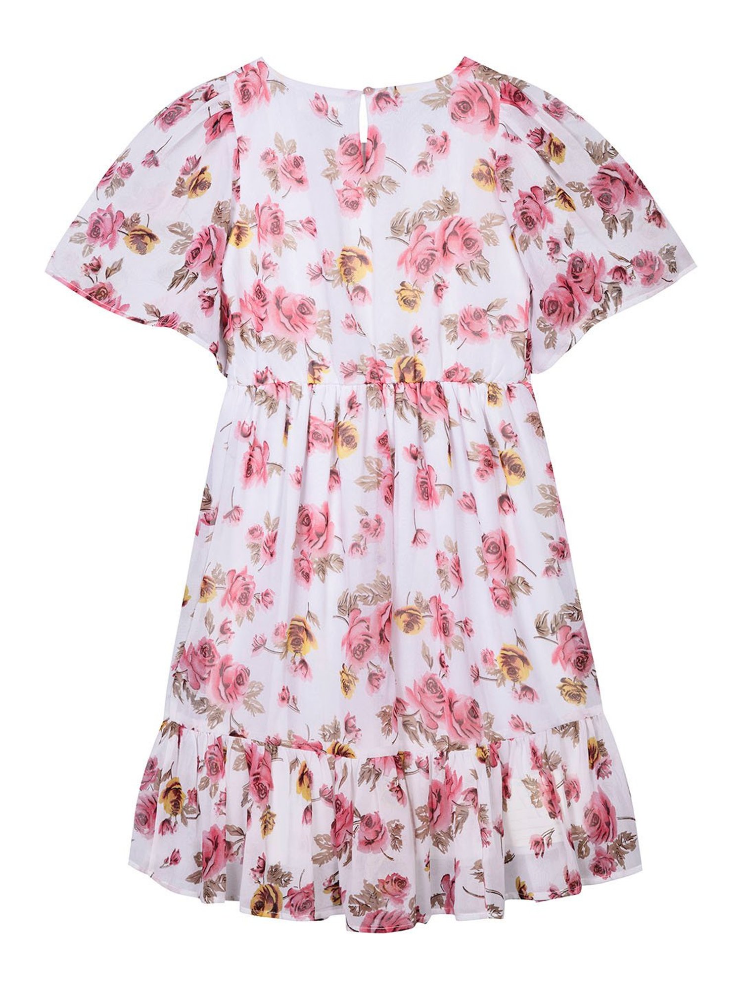 Budding Bees Kids White Floral Print Dress