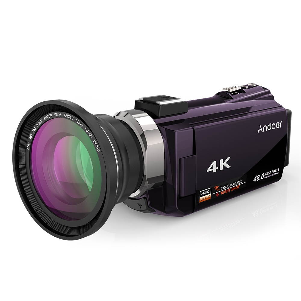 Andoer 4K 1080P 48MP WiFi Digital Video Camera Camcorder Recorder with 0.39X Wide Angle Macro Lens Novatek 96660 Chip 3inch Capacitive Touchscreen IR Infrared Night Sight 16X Zoom Cold Shoe Support