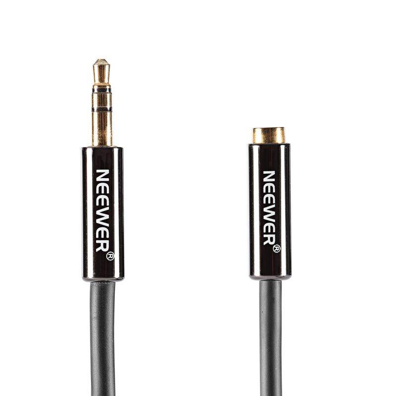 Neewer&reg; EVER-HD3.5-018 Black 3.5MM Stereo Audio Cable for iPhones, iPods, Tablets, MP3 Players, and More, with a 3.5MM Male-to-Female Gold-plated Connector and 6FT/1.8M Length