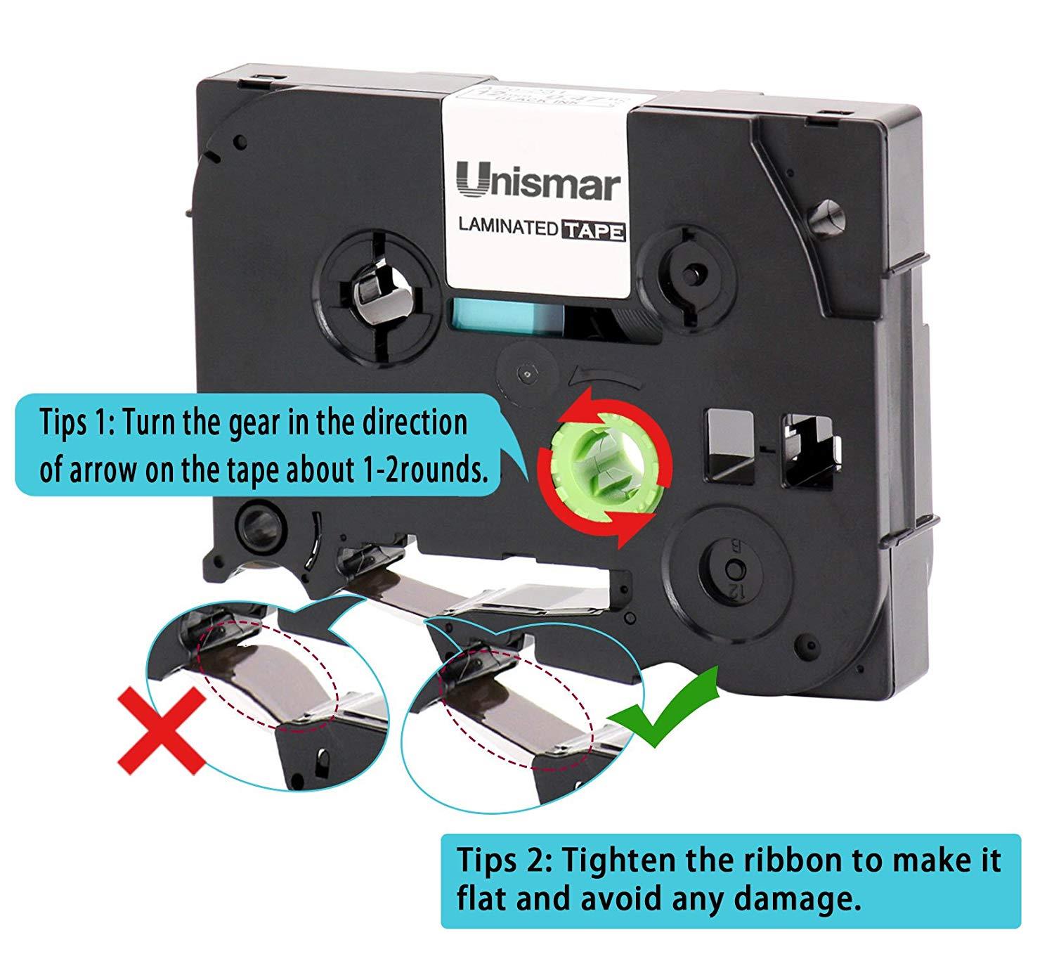 P-Touch Label Tape 12mm 0.47'' White, Unismar TZe-231 TZe 231 Laminated Tz Label Cassette Compatible for Brother P Touch Cube PT-D210 PTH110 PT-D200 PT-D600 PT-D400, 0.47in x 26.2ft (12mmx8m) 4-Pack