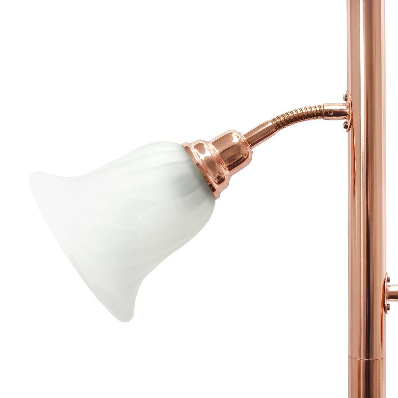 3 Light Floor Lamp with Scalloped Glass Shade Rose Gold - Elegant Designs