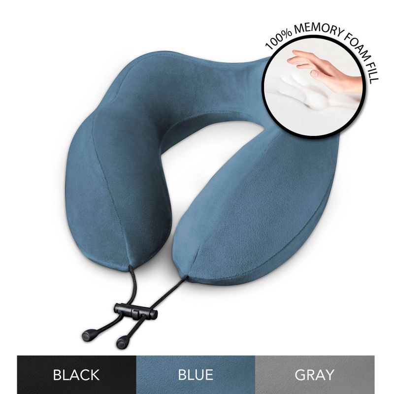 Brookstone Total Comfort Charcoal-Infused Travel Pillow - Blue