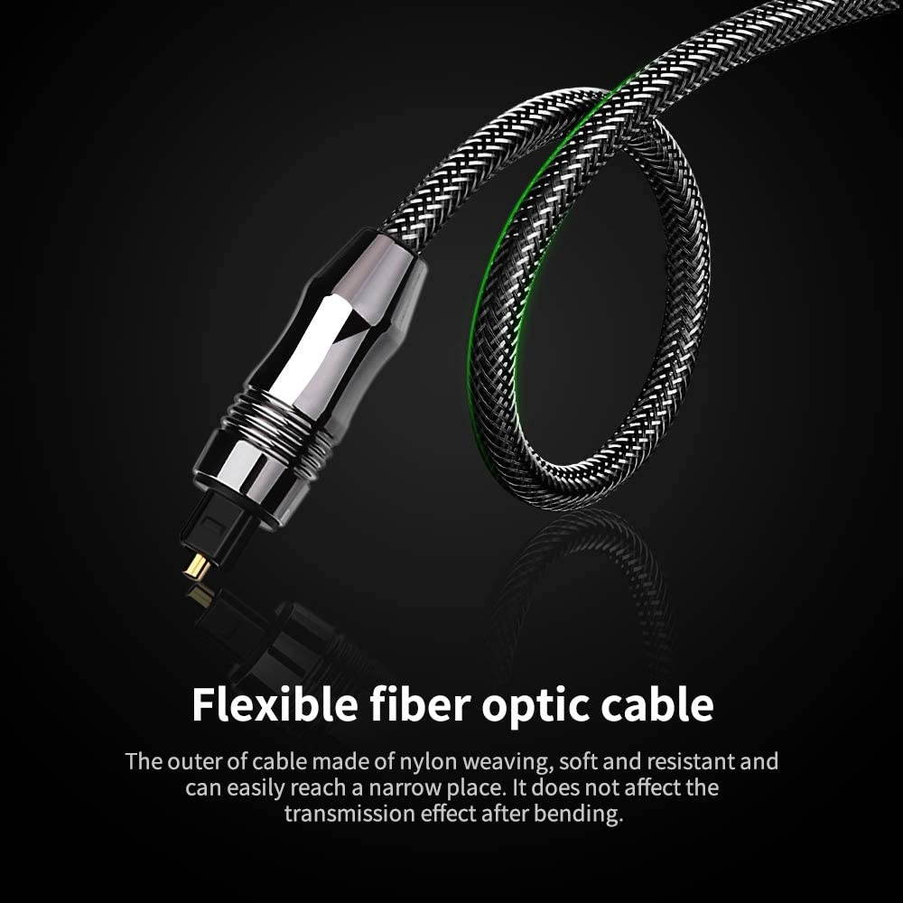10FT Digital Optical Audio Cable Toslink Fiber Optic Male to Male Cable for Home Theater Sound Bar TV PS4 Xbox1Pack (3M)