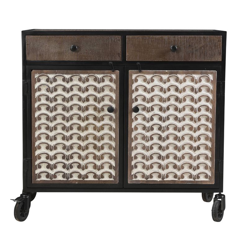 Garrett Accent Cabinet with Casters Light Brown/Ivory - Steve Silver Co.