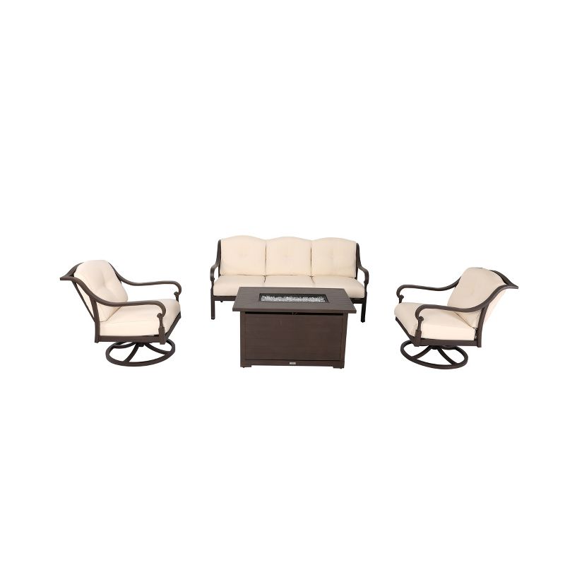 4pc Outdoor Aluminum Fire Pit Sofa Set Brown - Nuu Garden
