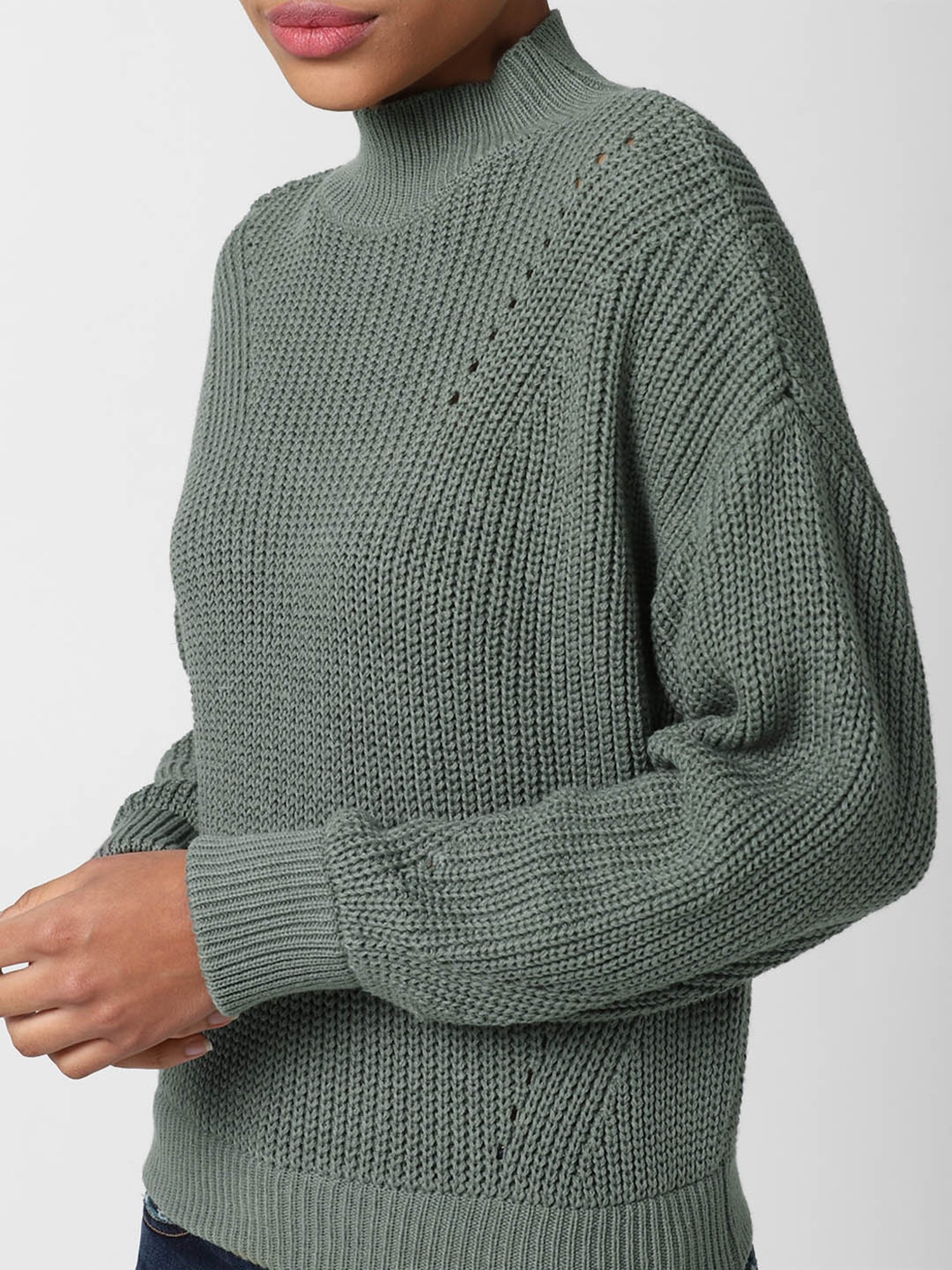 Forever 21 Green Self Design Sweater