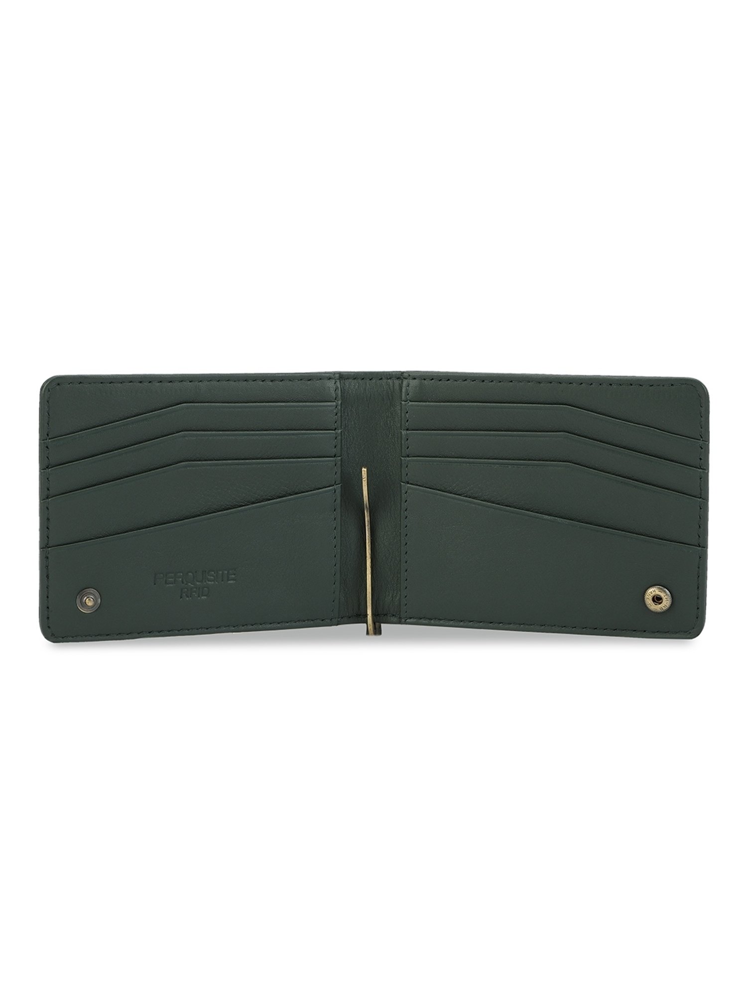 PERQUISITE Green Casual Leather Bi-Fold Wallet for men