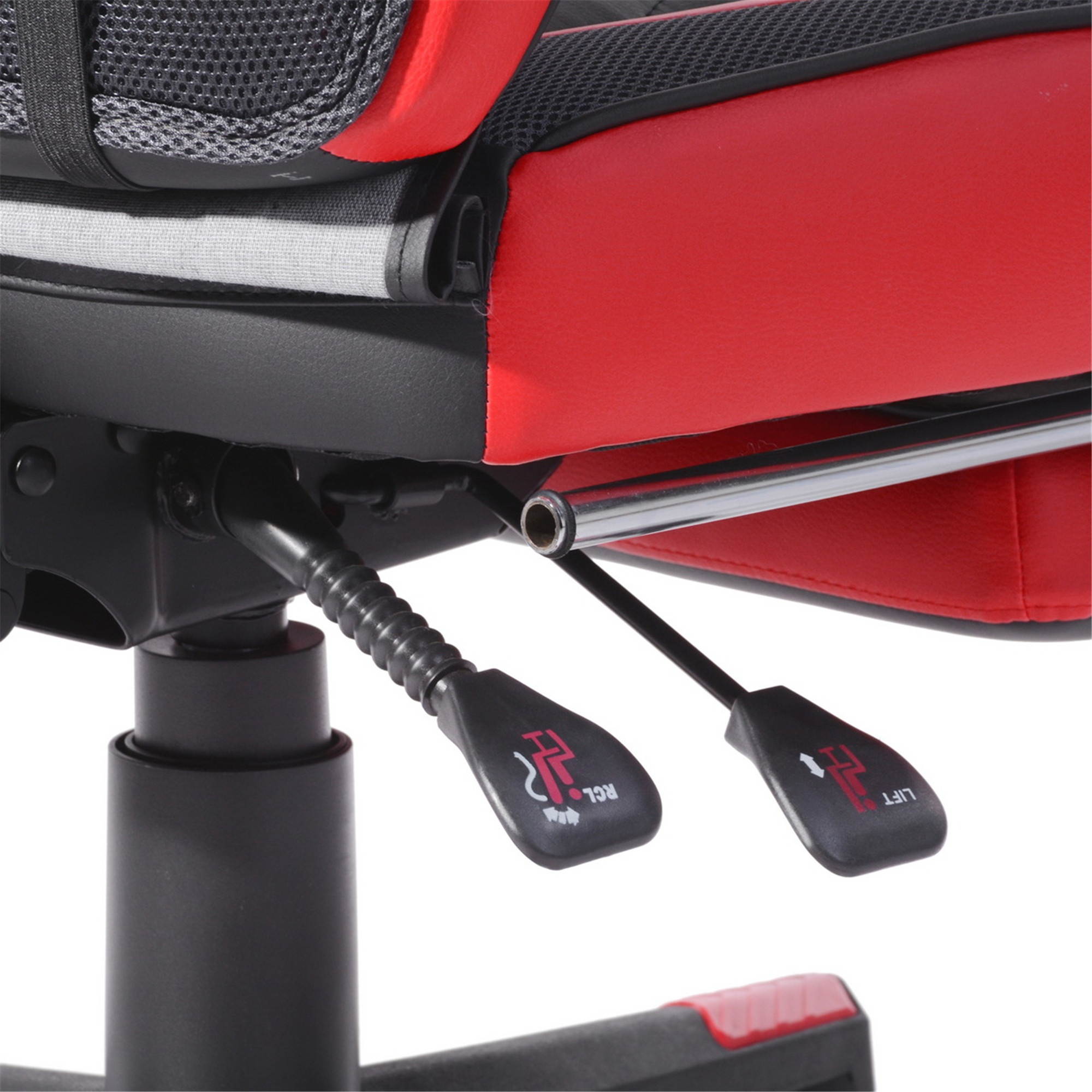 FurnitureR Gaming Chair Ergonomic High Back Computer Chair with Height Adjustment, Footrest and Headrest, Red