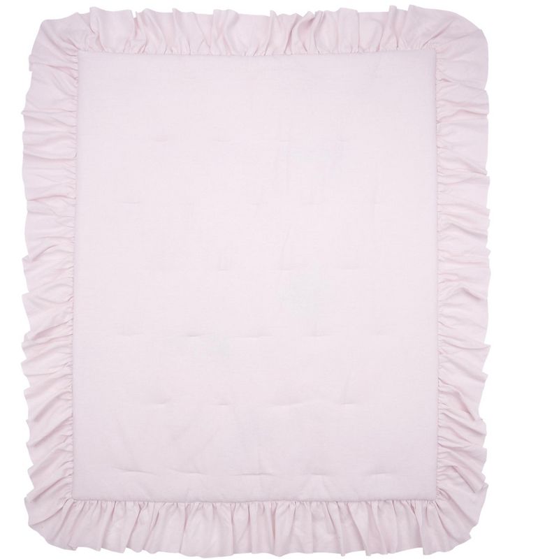 Lambs & Ivy Floral Garden Watercolor & Pink Linen Reversible Crib/Toddler Quilt